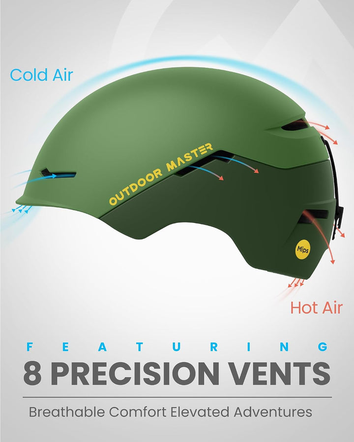 OutdoorMaster ELK MIPS Skihelm - Schneesporthelm Snowboardhelm für Männer Frauen &amp; Jugend Waldgrün S