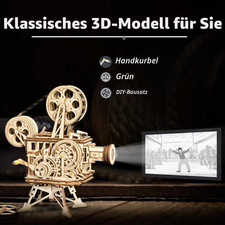 ROKR Vitascope Holzpuzzle, Mechanische Modellbausätze, Technischer Modellbausatz, Hand-Generator Kla