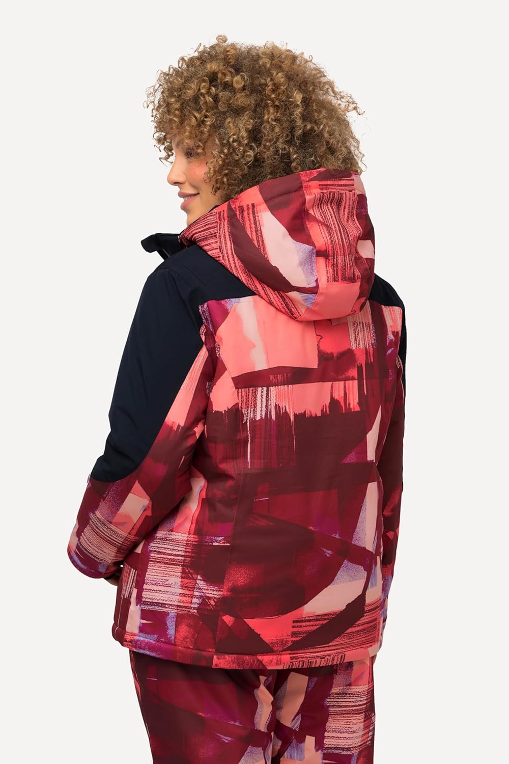 Ulla Popken Damen Funktionsjacke, Skijacke Abstrakter Druck, Wasserdicht Jacken 54-56 marine, 54-56