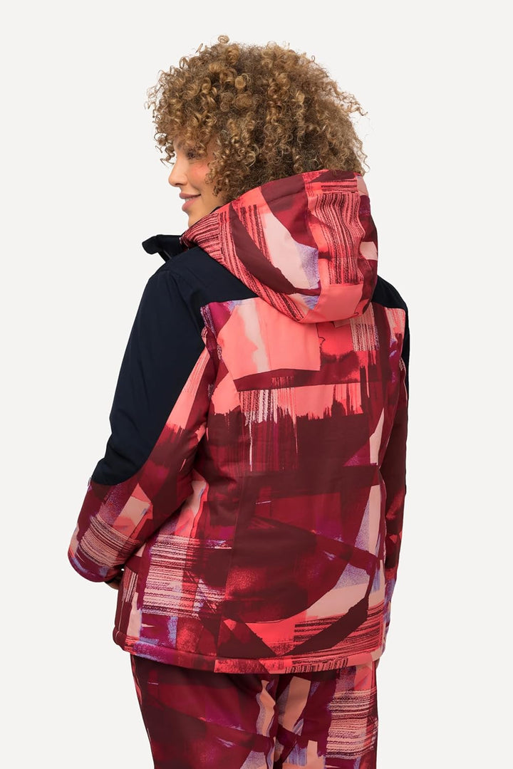 Ulla Popken Damen Funktionsjacke, Skijacke Abstrakter Druck, Wasserdicht Jacken 54-56 marine, 54-56