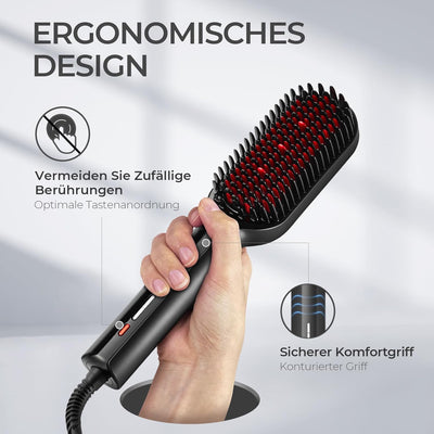 TYMO Ionen Haarglätterbürste - TYMO IONIC Plus Haarglättungsbürste, Professionelles Glättbürste,16 T