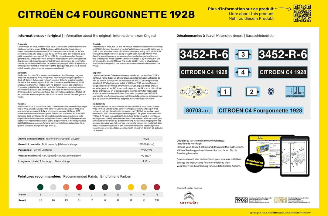 Heller 80703 Citroen C4 Fourgonnette 1928 Modellbausatz, verschieden