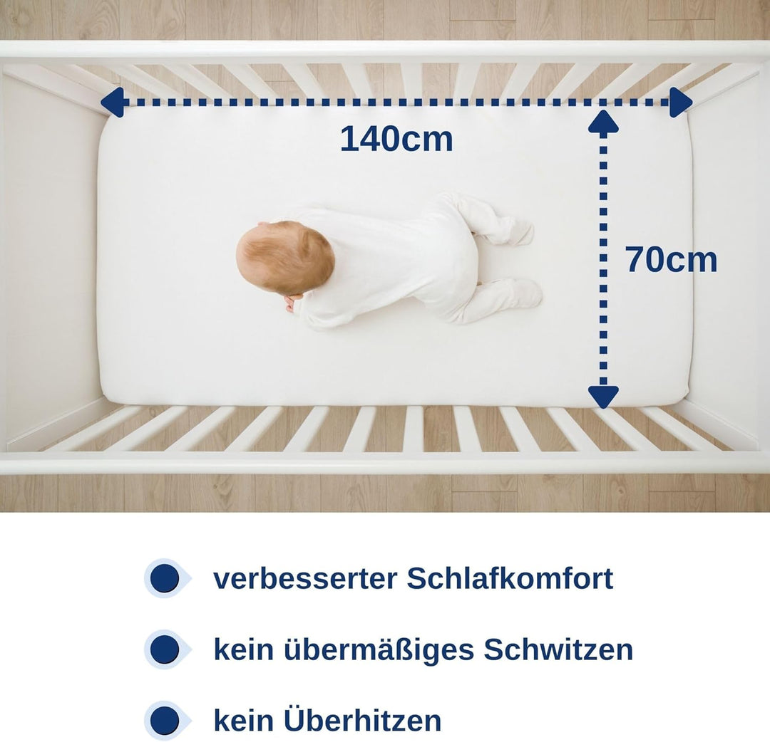 Snibbs wasserdichtes Spannbetttuch mit Eckgurten, wasserdichte Matratzenauflage fürs Babybett, Matra