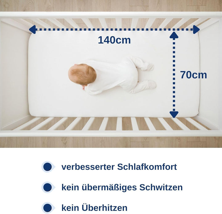 Snibbs wasserdichtes Spannbetttuch mit Eckgurten, wasserdichte Matratzenauflage fürs Babybett, Matra
