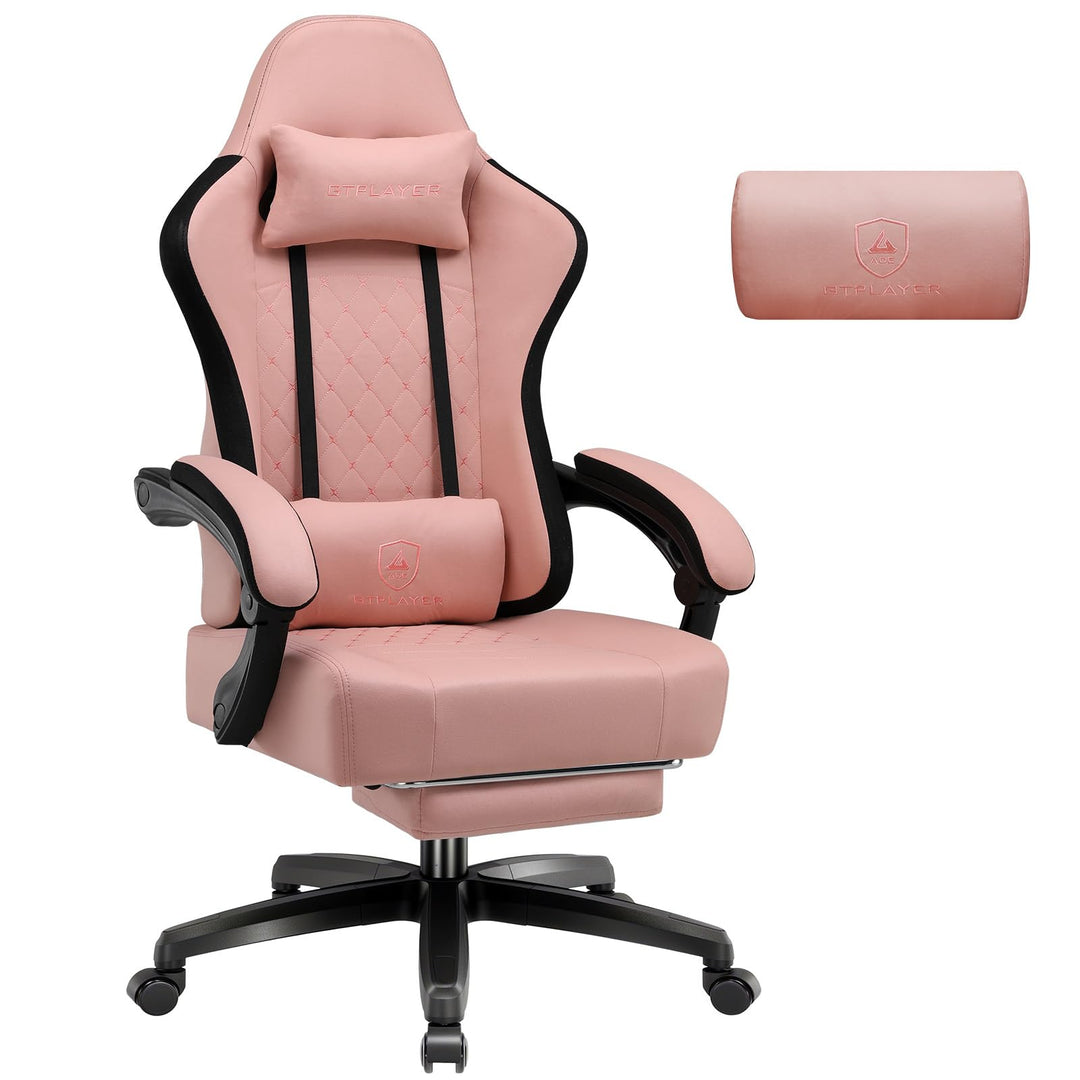 GTPLAYER Gaming Stuhl Stoff, Gaming Sessel mit Taschenfederkissen, ergonomischer Drehstuhl, Gamer St