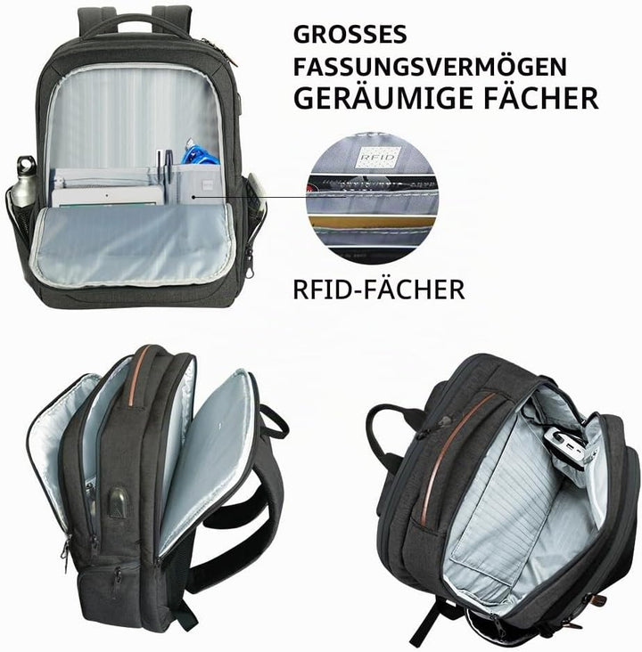 KROSER Laptop Rucksack 17,3 Zoll Reiserucksack Handgepäck Tagesrucksack Wasserabweisende Multifunkti