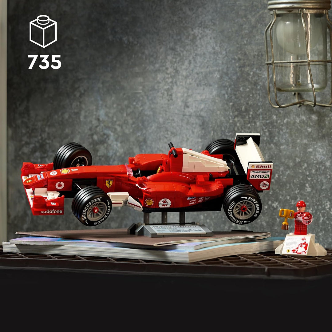 LEGO Icons Ferrari F2004 und Michael Schumacher - F1 Rennwagen Modellbau für Erwachsene - F1 Modella