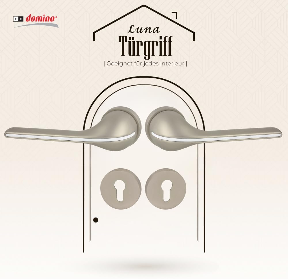domino Türgriff Drückergarnitur PZ-Profilzylinder Set | Rund-Rosette | Türklinke für Kellertür & Inn