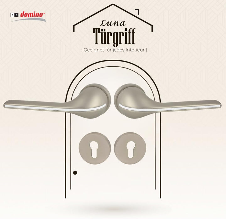 domino Türgriff Drückergarnitur PZ-Profilzylinder Set | Rund-Rosette | Türklinke für Kellertür & Inn