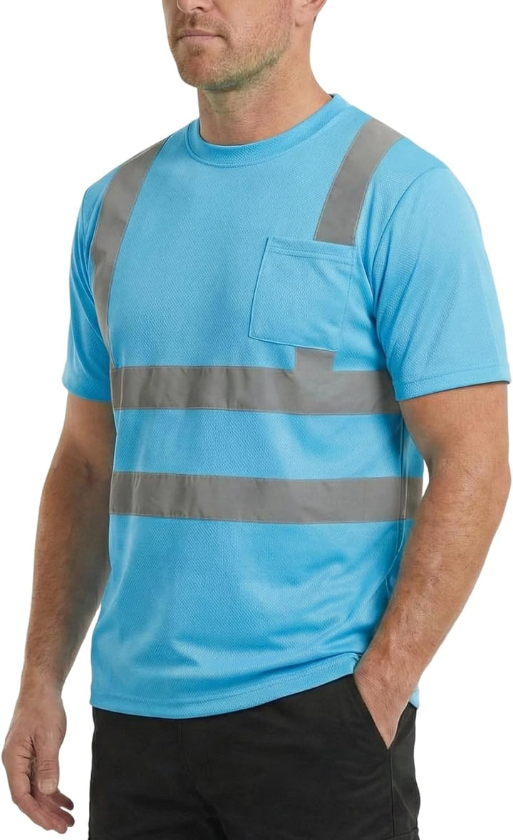HYCOPROT Warnschutz T-Shirt Warnweste Reflektierend Warnweste Atmungsaktiv Leicht Kurzarmshirt Kurza