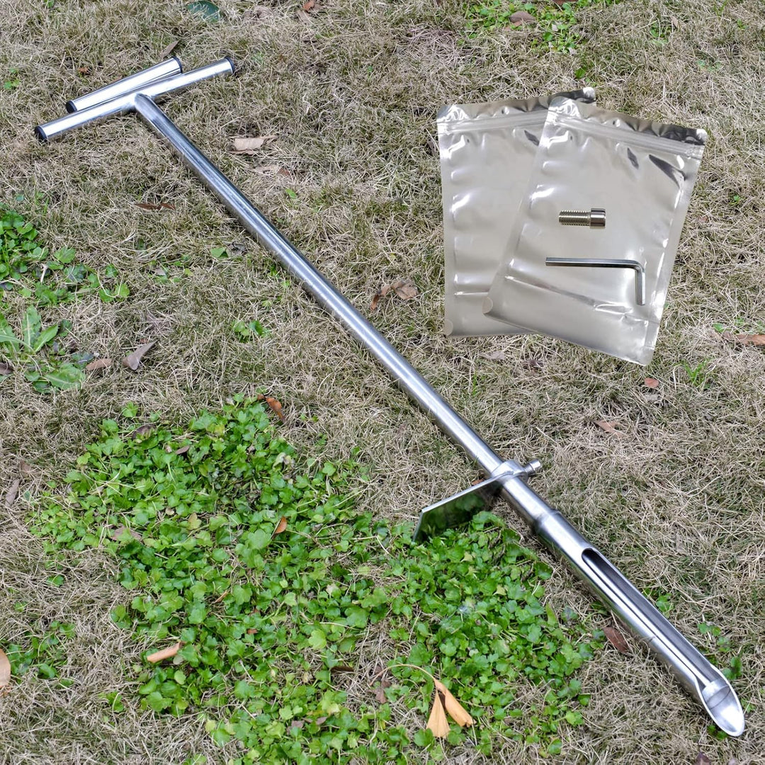 SurmountWay Bodenprobe 101,6 cm mit Fussstufen und Probenauswerfer, Edelstahl-T-Stil-Griff, Bodentes