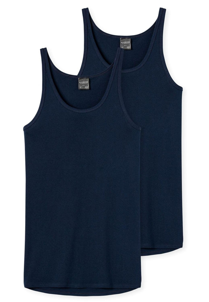 Schiesser Herren 2 PACK Unterhemd - Original Feinripp 4/ S Navy_005121, 4/ S Navy_005121