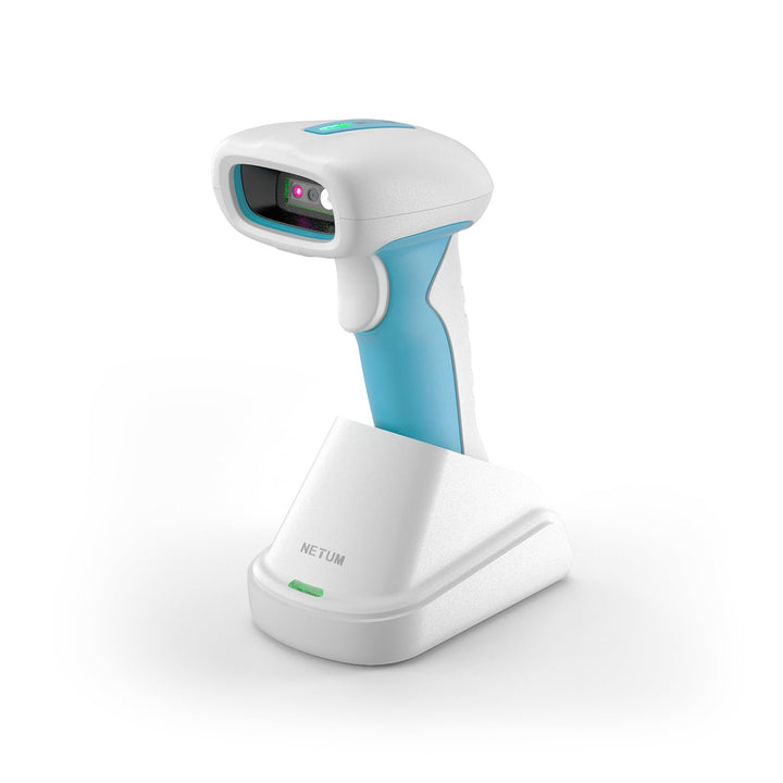NETUM RD-1962 Blau-Weisser Antimikrobieller Kabelloser 1D/2D-Barcodescanner, 1280×800 CMOS-Sensor, 2