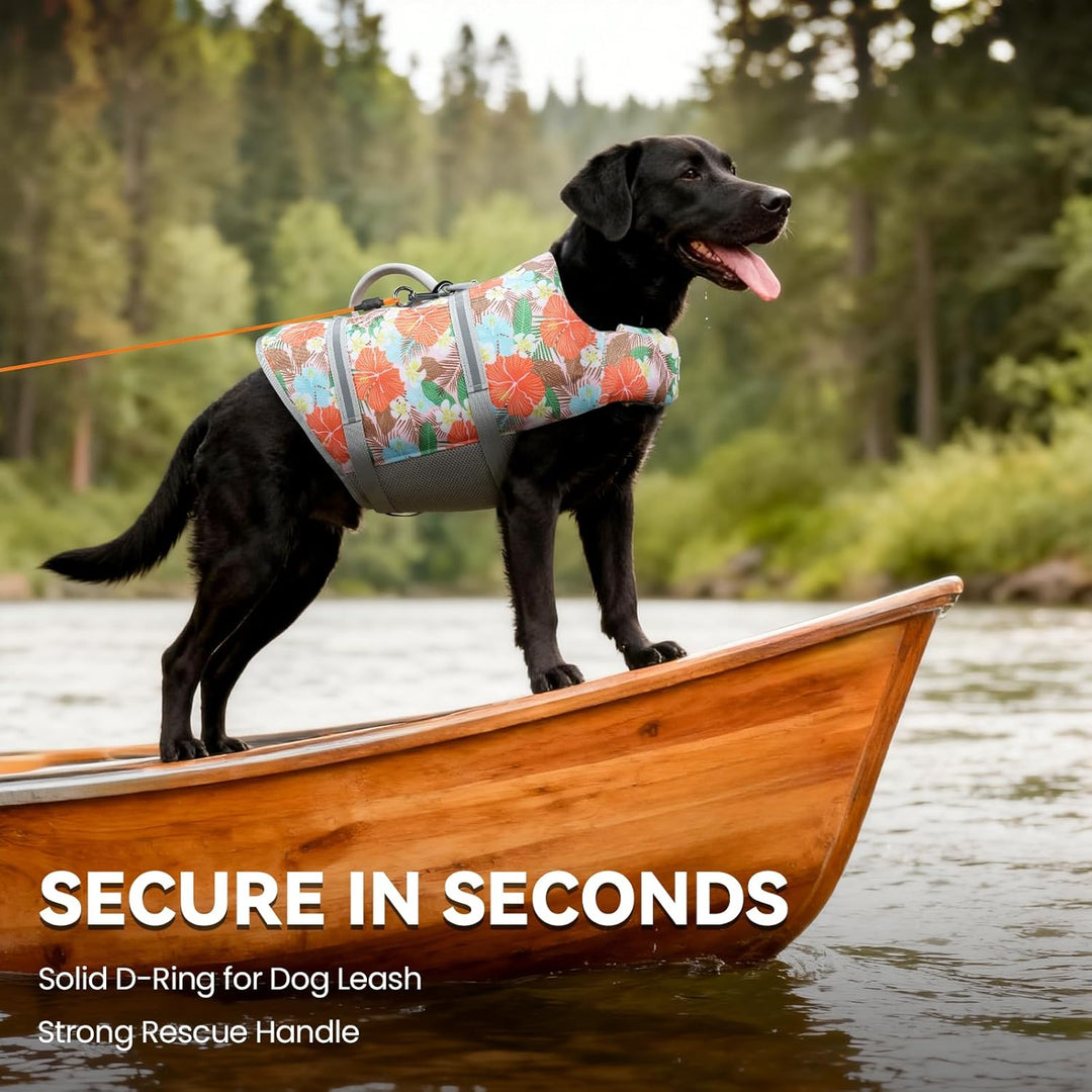 VIVAGLORY Ripstop Hunde Rettungsweste für Kleine Mittel Grosse Hunde Bootfahren, Hund Schwimmweste m