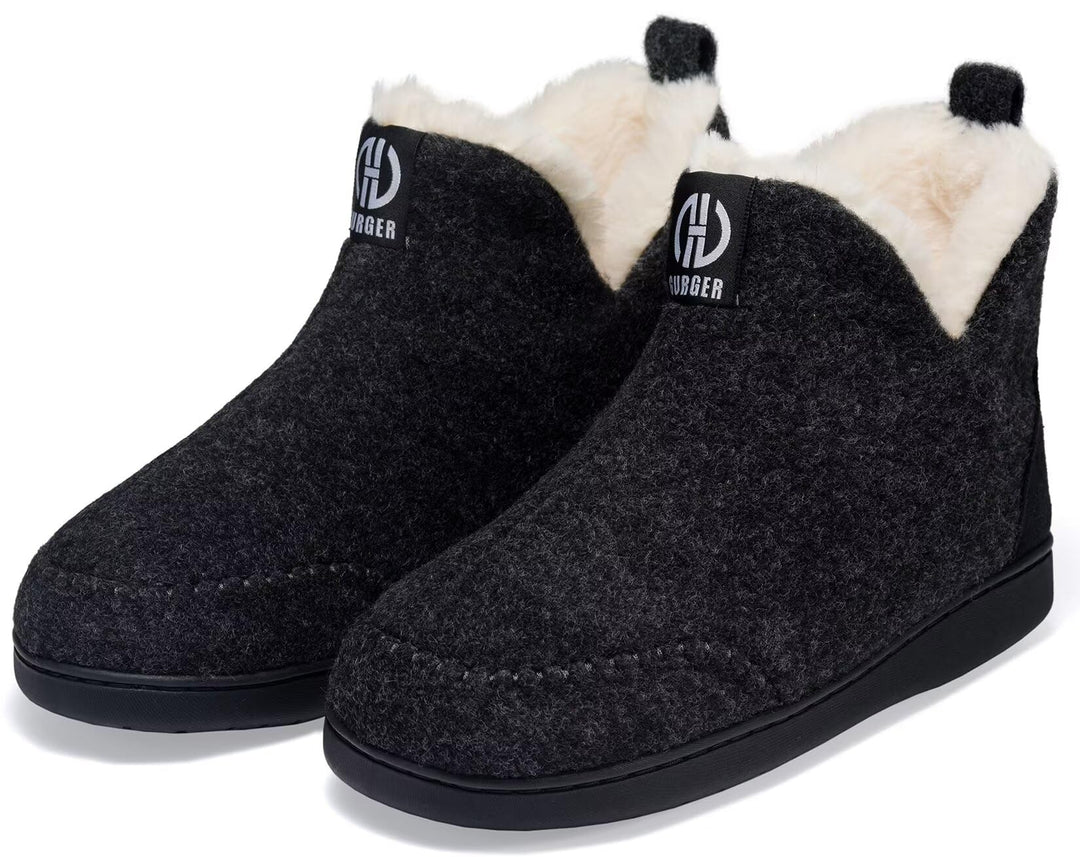 Filz Hausstiefel Herren Damen Plüsch Gefüttert Winter Warm Hohe Hausschuhe 38/39 EU T1 Schwarz, 38/3
