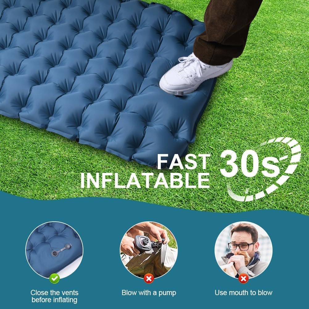 Flintronic Camping Isomatte mit Fusspressepumpe, 10CM Thick Wasserdicht Isomatte mit Kopfkissen, Ult