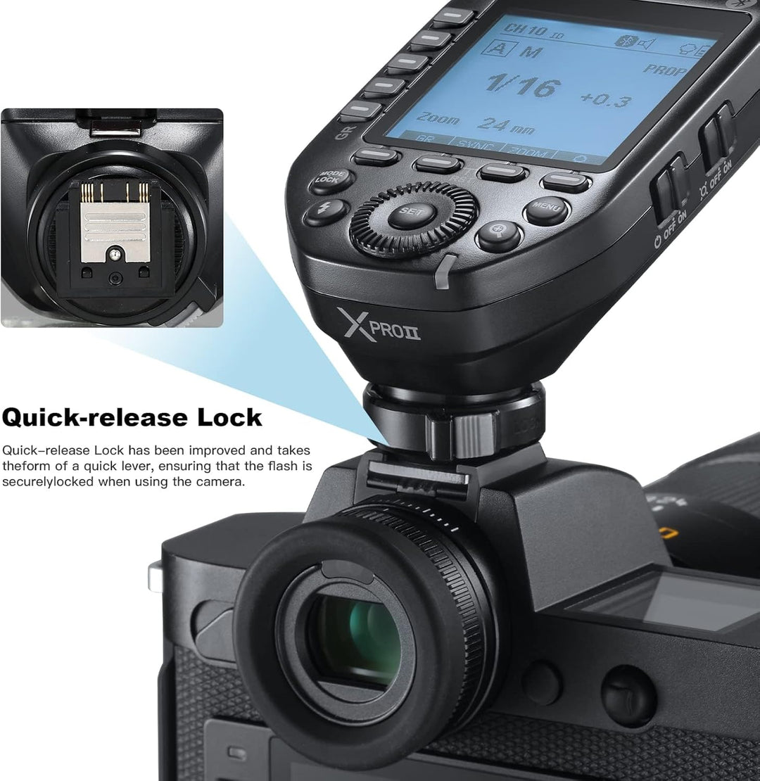 Godox XProII Drahtloser TTL-Blitzauslöser für Sony-Kameras, 2.4G 1/8000s HSS, Bluetooth-Verbindung,