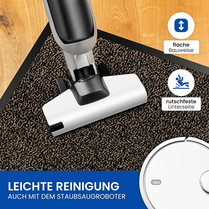 Gentle North Hochwertige Fussmatte beige-schwarz 90x120 gross für Innen & Aussen - Schmutzfangmatte