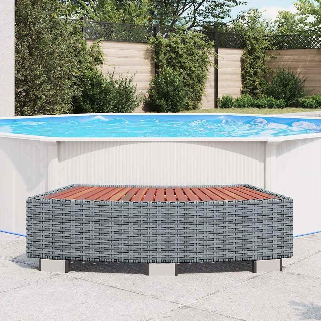 Marche de spa Gris Résine tressée 92 x 45 x 25 cm Grau, Grau