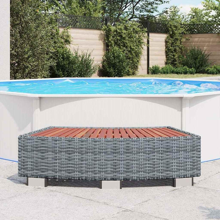 Marche de spa Gris Résine tressée 92 x 45 x 25 cm Grau, Grau