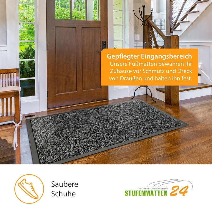Kettelservice-Metzker® Schmutzfangmatte | Sauberlaufmatte | versch.Farben & Grössen | hellgrau-schwa