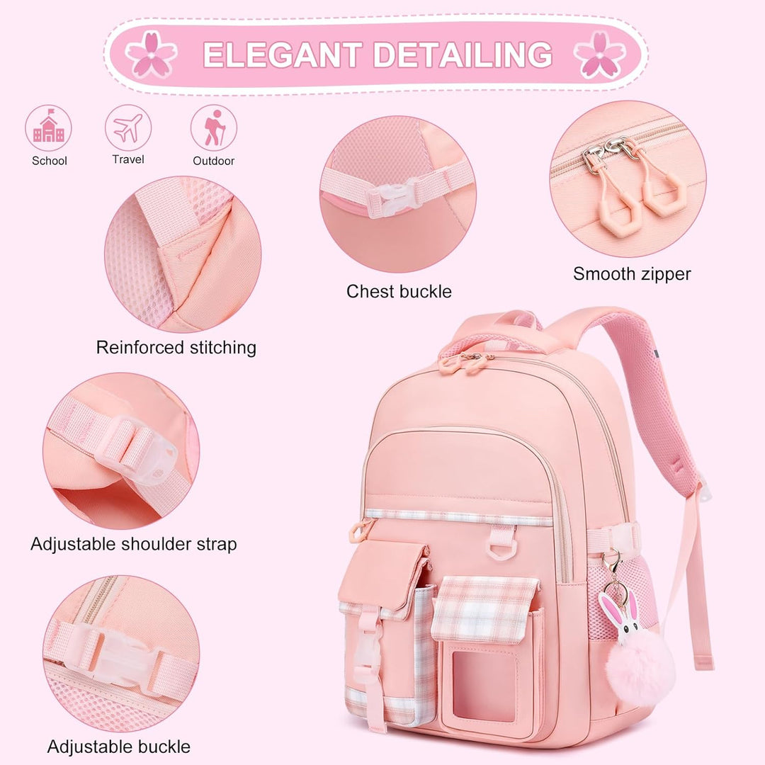 KEBEIXUAN Schulrucksack Mädchen | Cute Kinderschultasche 1. - 5. Klasse | Atmungsaktiv Wasserabweise