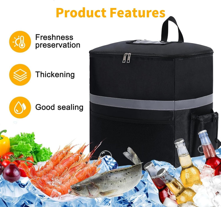 SOONHUA Thermo-Rucksack, isolierte Lebensmittellieferungstasche, 35 l grosses Fassungsvermögen, Lebe
