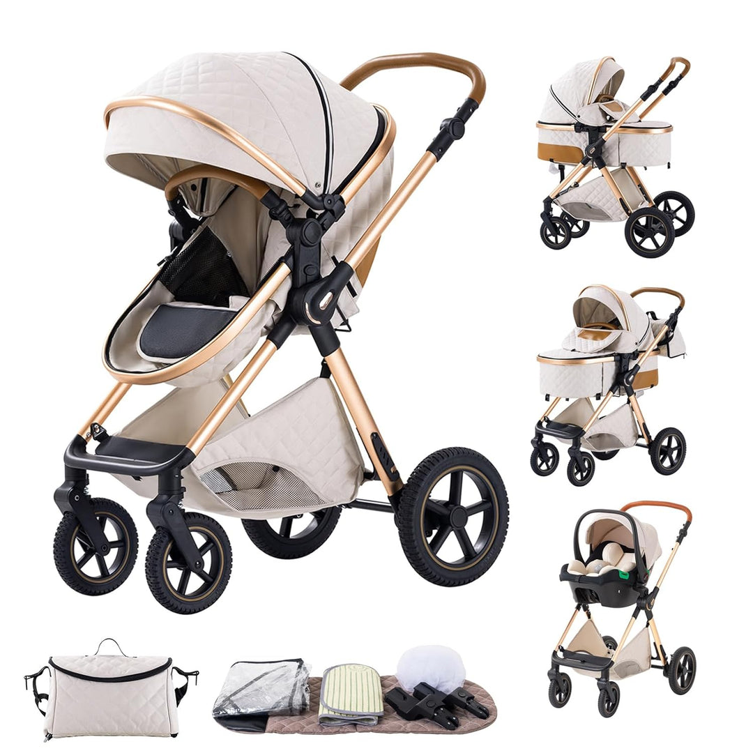 BEBBY Kinderwagen, Standard-Kinderwagen, Kinderwagen 3 in 1,Kinderwagen mit Faltbarem Tragbarem für