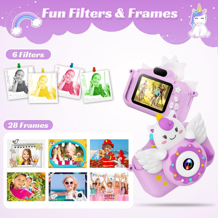 TIATUA Kinderkamera, 1080P Kamera Kinder mit 2.0”-Bildschirm & 32GB Karte, Selfie Digitalkamera & Fo