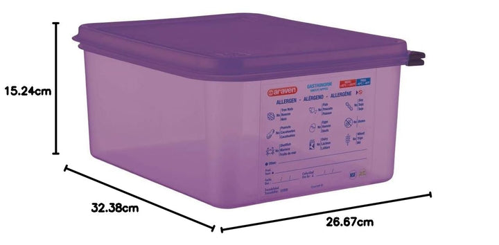 Araven, 962122 Araven Polypropylen Lebensmittelbehälter, Lila, GN1/2, 150mm