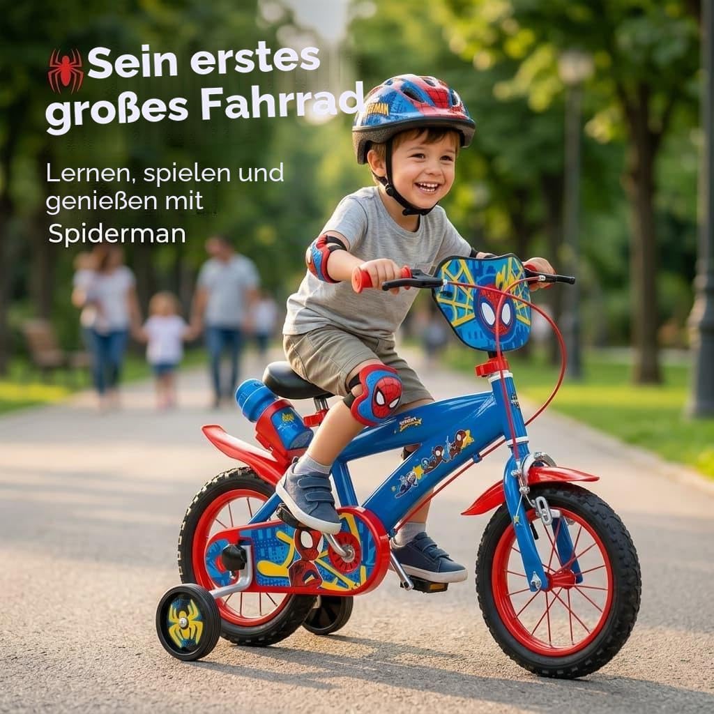 TOIMSA Jungen Fahrrad 30,5 cm (12 Zoll) Spiderman Huffy (3/5 Jahre), bunt, Klein