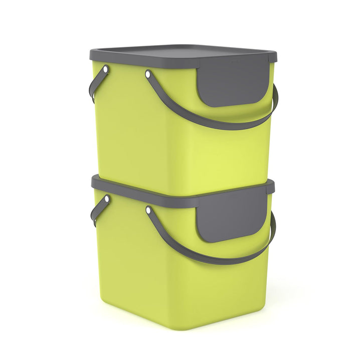 Rotho Albula 2er-Set Mülltrennungssystem 40l für die Küche, Kunststoff (PP) BPA-fr (gelb), gelb