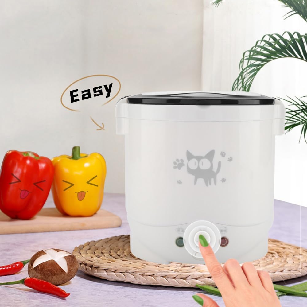 Mini Elektrischer Reiskocher für Auto, 12V, 100W, 1L Kapazität, USB-Anschluss, Tragbarer Dampfgarer