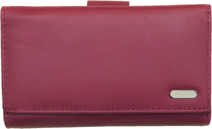 FELDA RFID-Damen-Geldbörse, echtes Leder, Mehrfarbig, weiche Kreditkarten-Geschenkbox Purse Weinrot,