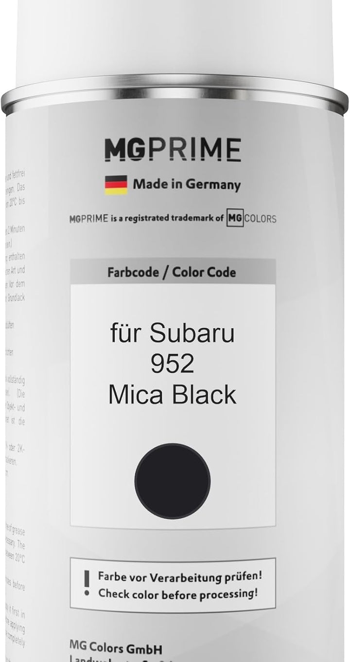 MG PRIME Autolack Sprühdosen Set für Subaru 952 Mica Black Basislack Klarlack Spraydose 400ml