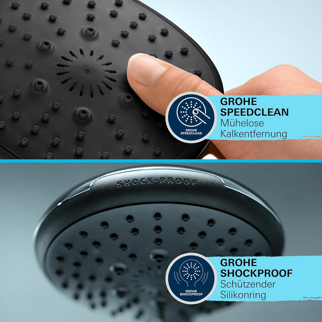 GROHE Vitalio 110, Duschset wassersparend, 8l pro Min (Duschstangenset mit: Duschkopf 3 Strahlarten,