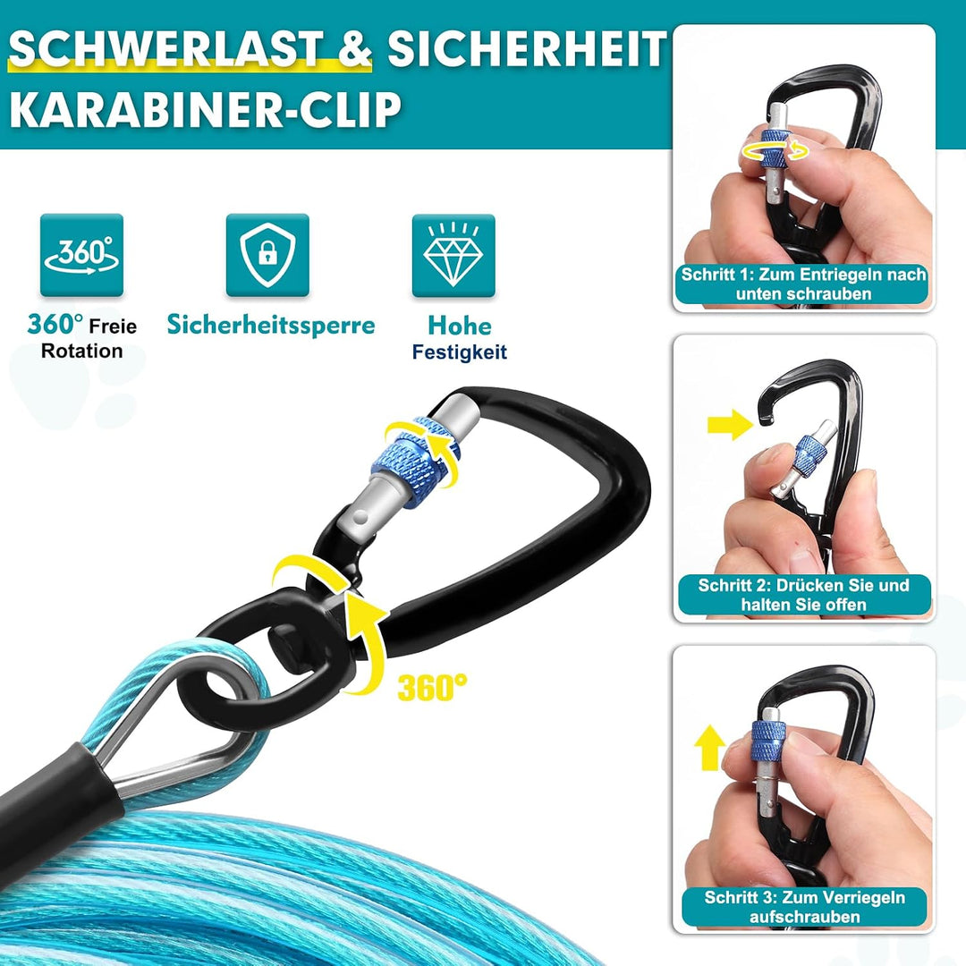 Snagle Paw Hochbelastbar Hofleine für grosse Hunde für den Garten 3m Reissfestigkeit 1000 Pfund, Dre