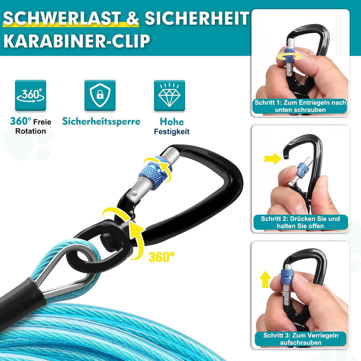 Snagle Paw Hochbelastbar Hofleine für grosse Hunde für den Garten 3m Reissfestigkeit 1000 Pfund, Dre