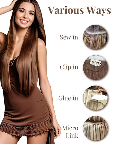 Hetto Braun Extensions Tressen Echthaar Remy Tressen Extensions Echthaar Braun Tressen Echthaar Exte
