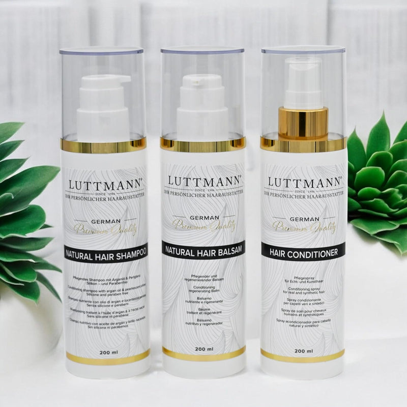 Bergmann Pflegeset Shampoo + Balsam + Bürste - für Perücken Haarteile Haarsysteme Toupets Fulllacewi