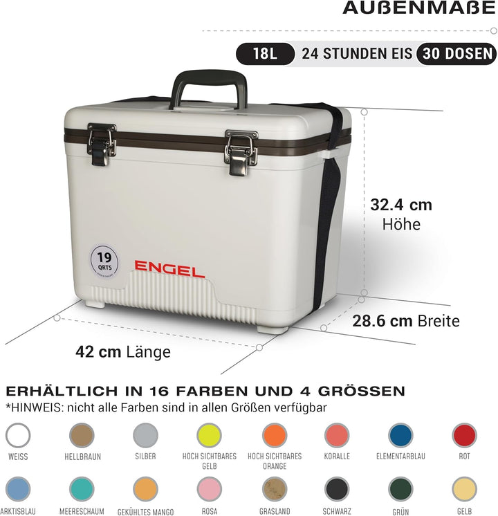 ENGEL Kühlbox 19qt (18 Liter) Auslaufsicher, Luftdicht, Tragbare Kühlbox für Camping, Angeln, Wander