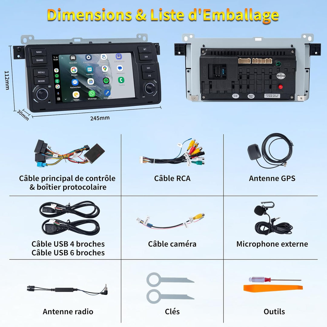 2 DIN Autoradio mit Bildschirm für BMW E46 Sedan Touring Coupé Convertible M3 Compact Rover 75 MG ZT