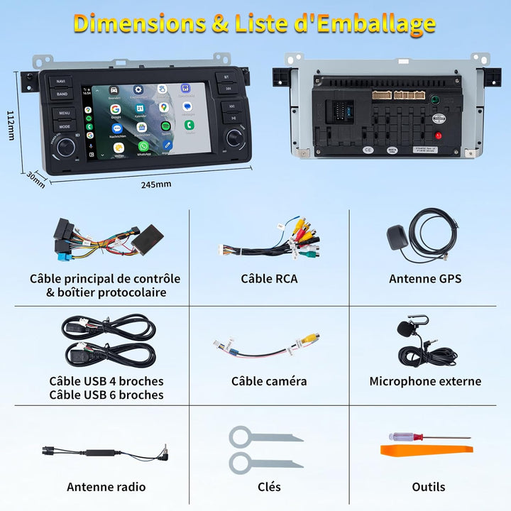 2 DIN Autoradio mit Bildschirm für BMW E46 Sedan Touring Coupé Convertible M3 Compact Rover 75 MG ZT