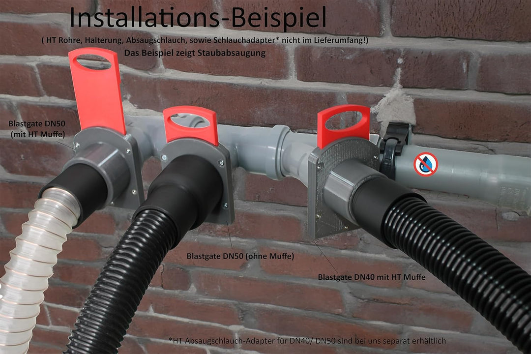 GENERIC DN 50mm Luft-Absperrschieber mit Muffe | Blastgate | PETG | Werkstattabsaugung | Absauganlag