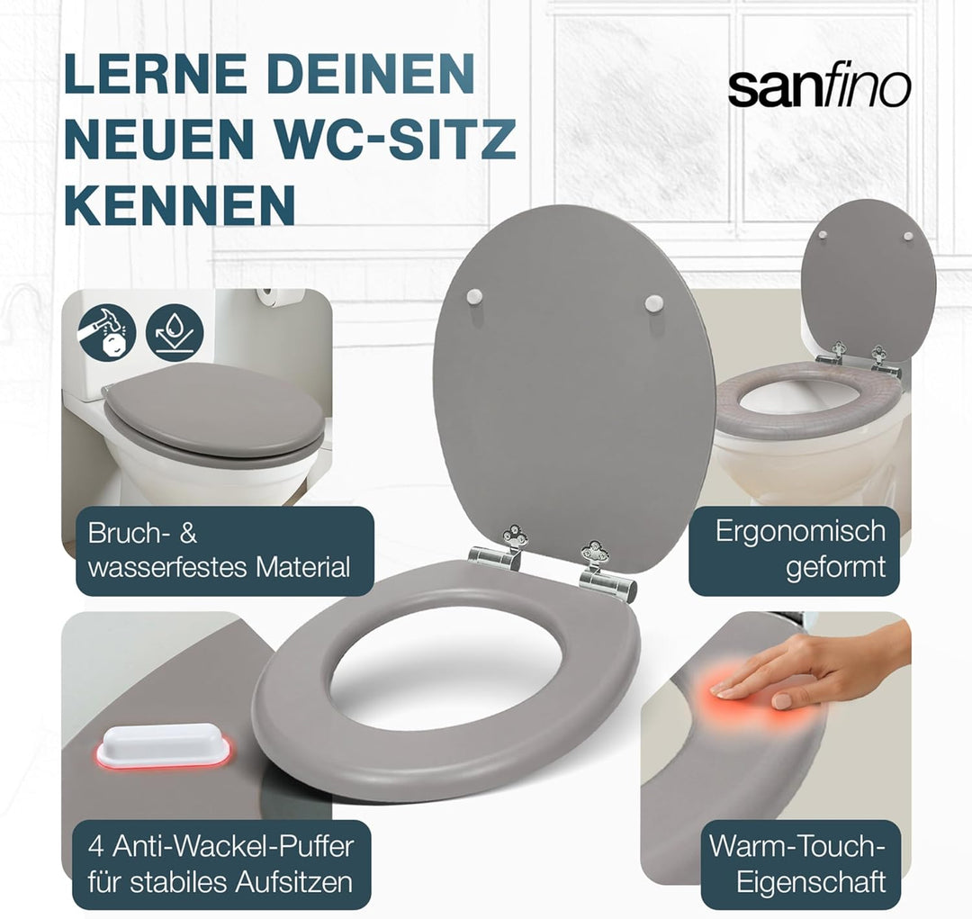Premium WC Sitz mit Absenkautomatik – hochwertige Toilettendeckel aus Holz, viele bunte Motive, hohe