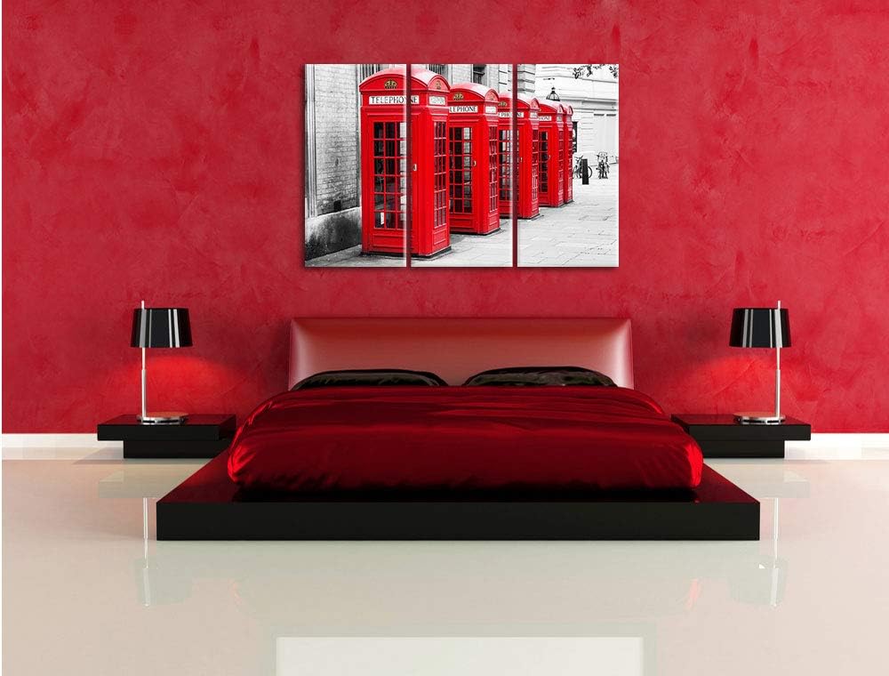 Pixxprint rote Londoner Telefonzellen 3-Teiler Leinwandbild 120x80 Bild auf Leinwand