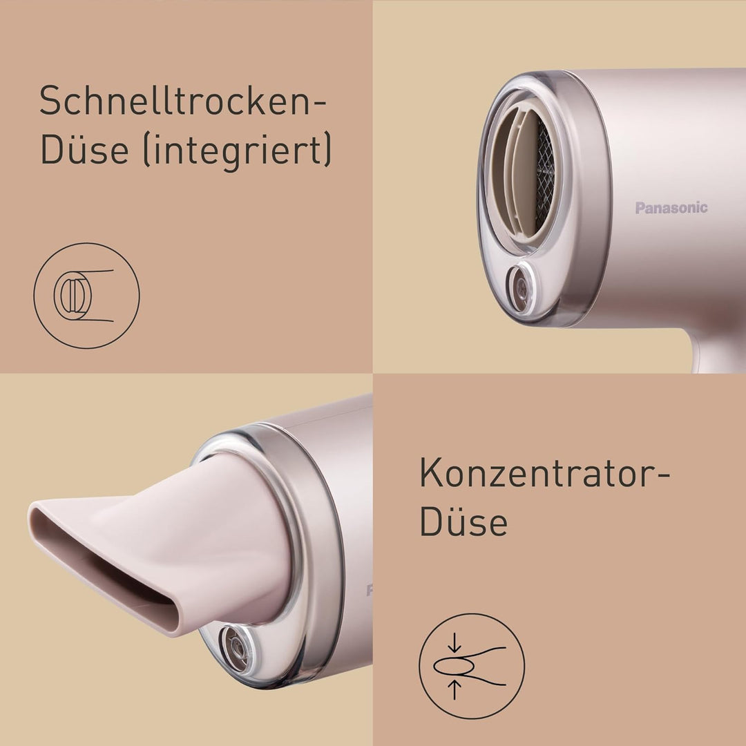 Panasonic EH-NA7M-P825 nanoe Haartrockner für glänzendes Haar, faltbares Design, Schnelltrocknen, Ko