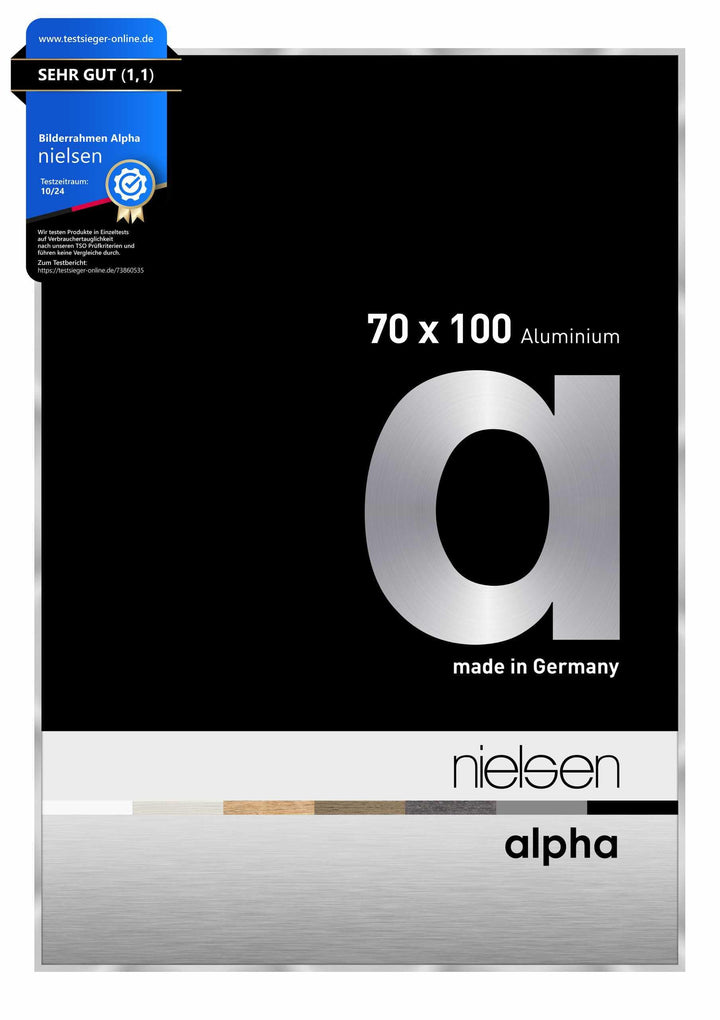 nielsen Aluminium Bilderrahmen Alpha, 70x100 cm, Silber Silber 70 x 100 cm, Silber 70 x 100 cm