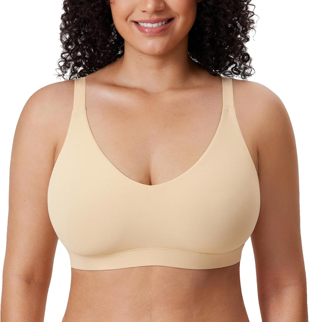 DELIMIRA Damen Bralette Tshirt BH ohne Bügel Grosse Grössen Nahtlos Soft BHS Komfort Ungefüttert