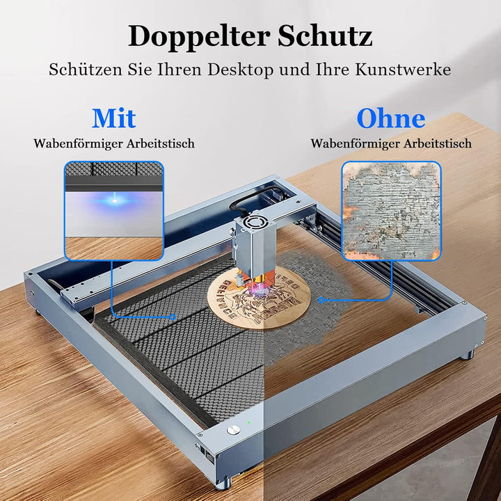 Waben-Laserbett (44 x 44 x 2,2 cm), Laserschneidmaterial mit Aluminiumplatte, Stahlwaben-Tisch zum L